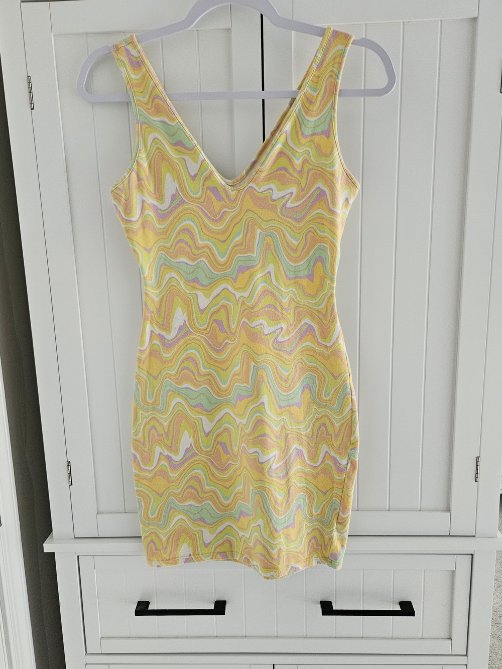 wild fable Yellow Swirl V-Neck Bodycon Dress